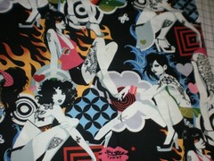 Alexander Henry Fabric Inked 2006 Tattoo Pinup Girls Groovy Retro 33″ L x 43″ W