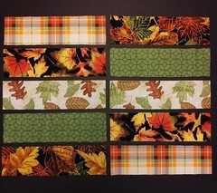 AUTUMN LEAVES (10) 2.5″x9″ Fabric Strips, For Craft Projects-Quilts-Junk Journal