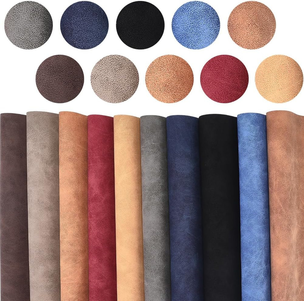 11 X 8 Inch 10 Colors Frosted Faux Suede Fabric Velvety Touch Solid PU Leather