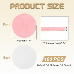 100Pcs Adhesive Felt Circles 1.5″ Round Non-Woven Felt Stickers Pink