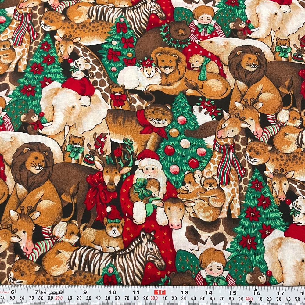 Vintage Springs Industries Christmas Safari Cotton Fabric by the HALF YARD 18×44
