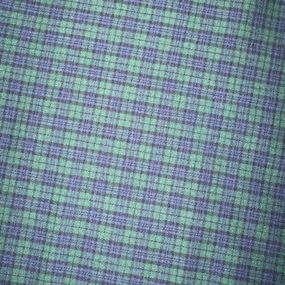 Plaid Double Knit Fabric 2.11 Yards Green Navy Blue Polyester Spandex 44″ Wide