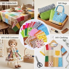 200 Pcs 4″ x 4″ (10cm x 10cm) Cotton Craft Fabric Bundle Squares, Pre-Cut Flo…