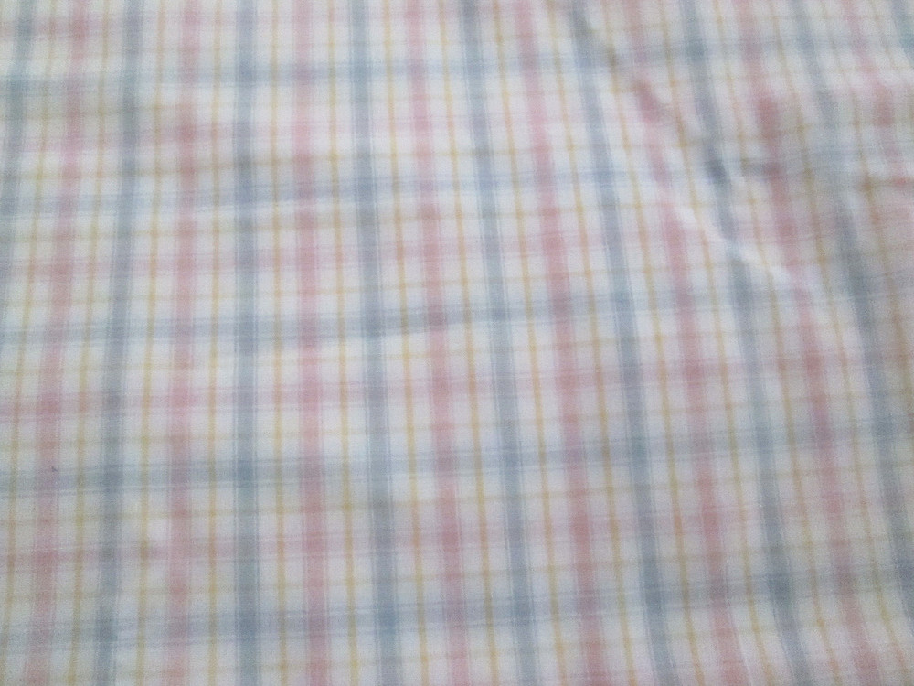Vintage Lightweight Pastel Plaid Stripe Fabric, 45″ W x 1 Yard Length