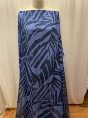 100% Luxurious Silk French Georgette Blue Abstract/Palm Fabric By The Yard 56″W