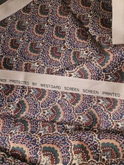 VTG Ambiance HTF Scalloped Art Deco Style Print Cotton Fabric 4.25 Yards X 55″W