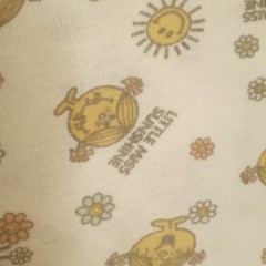 Vintage Little Miss Sunshine Knit Fabric White Yellow 65″ Wide 3 1/8 yards