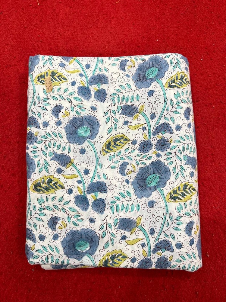 “Craft Supplies: New Floral Hand Block Print Fabric – Indian Handmade Handicraft