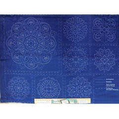 Patchwork Quilting Sewing Fabric Sashiko Mandala Navy Panel 50x110cm
