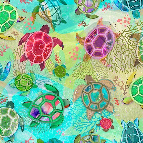 Shining Sea By 3 Wishes Fabric – Multi Turtle Bay #21686