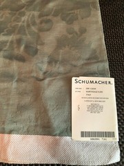 SCHUMACHER Fitzroy Linen Damask in Aqua Blue 25 x 26 1/2″ Fabric Sample