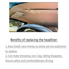 Headliner Fabric with Foam Backed, Replace Sag,Aging,Droop,Torn,Stain,Smell Roof