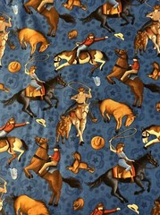 Wrangler’s Ranch Horses Cowboys SSI Cotton Fabric 1/2 Yard New