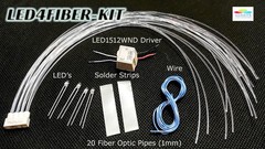 LED FIber Lighting, (20) 1mm-Fibers, illuminator & LED Driver Kit (Cool White)
