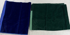 2 Pieces Velveteen Fabrics Green & Blue