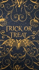 FERN XL SCRAP 10X22″ Halloween Gothic Art Deco Witch Bats Pumpkins Fabric