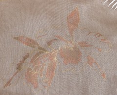 3.6 Yards VTG MCM 1970’s Silky Poly Fabric Loomskill, Inc. Bronze/Taupe Floral