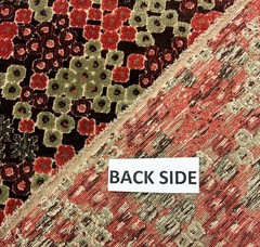 DESIGNER FLORAL GEO VELVET SPA BLUE RED CUSHION HIGHEND FABRIC BY 1/2 YARD 50″W