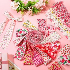 60 PCS Pink Floral Jelly Cotton Fabric Roll 2.5×40 Inch Sewing Quilting Craft