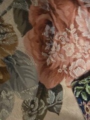 Upholstery Fabric Lot Large Scrap Pieces Floral Design Beautiful Woven