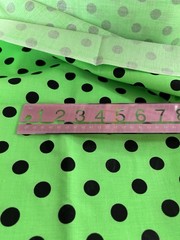 Vtg 1980s 90s Neon Green Black Polka Dot Fabric Medium Size Dot Cotton Quilt 2Y
