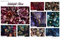 Hoffman – Midnight Flora – Marble Watercolor – Jewel, Fabric by the Yard