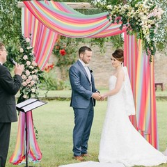 2 Panels 29×18 ft Rainbow Chiffon Wedding Arch Draping Fabric Sheer Decor