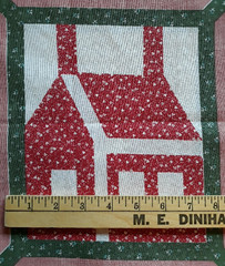 Cheater Quilt Fabric Remnant 46×62″ wide Calico House Print Light Red