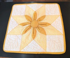 Handmade Golden Yellow Quilted Sunflower 14″ Wall Hanging / Pillow Cover -Amish