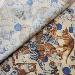 VIP Cranston Print Works Cats With Yarn Fabric, 32″x 44” Wide 100% Cotton