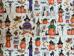 Vtg Dianna Marcum Halloween Fabric Marcus Brothers Primitive Folk Country BTY