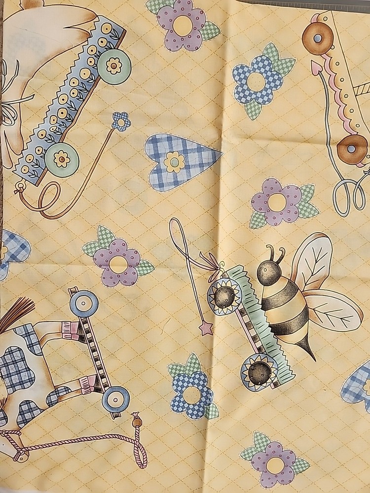 Vintage Debbie MUMM Yellow Baby Themed Mumms The Word Collection Fabric 1 Yard
