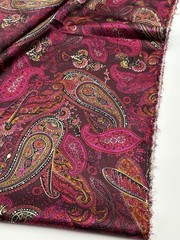 Fuchsia Pink Berry Paisley Floral Satin Fabric Silky Soft Charmeuse 3 YDS x 58”