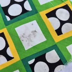 Vintage Fabric Scrap LOT Lime Green Wool Blue Mid Century Mod Aunt Leo D5