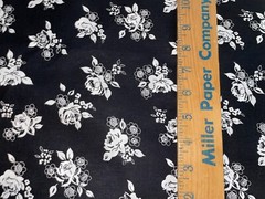 By 1/2 Yd Black & White Rose Daisy Clusters Floral Cotton Quilt Fabric BTHY MBT