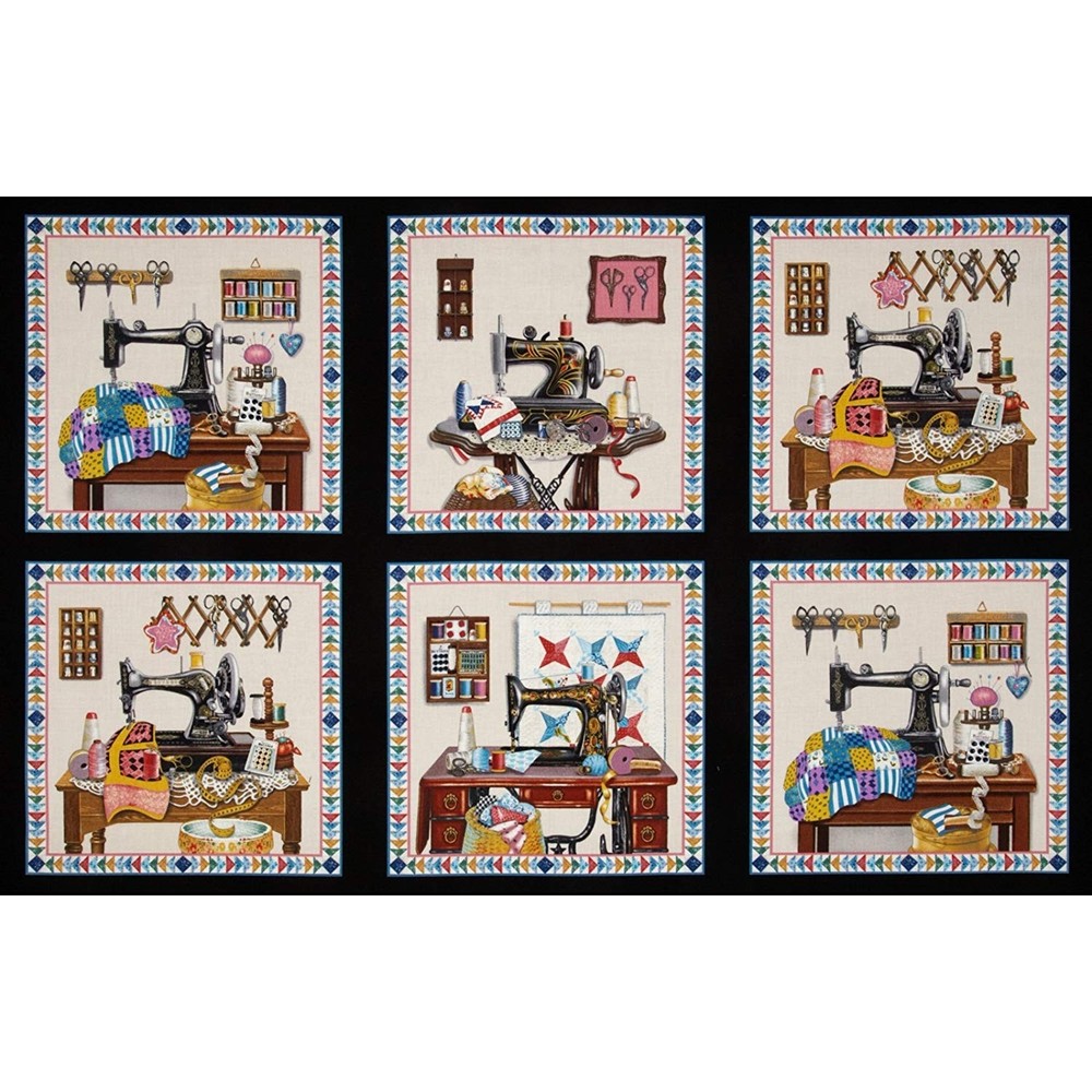 23″ Fabric Panel – Elizabeth’s Studio Stitch in Time Sewing Theme Blocks