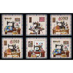 23″ Fabric Panel – Elizabeth’s Studio Stitch in Time Sewing Theme Blocks