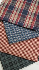 Primitive Red Blue Green Brown Tan Homespun Plaid Quilt Vintage Fabric Scrap Lot