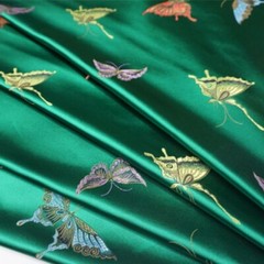 1M Satin Silky Fabric Jasper Cloth Butterfly Pattern Brocade Cheongsam Dress Sew
