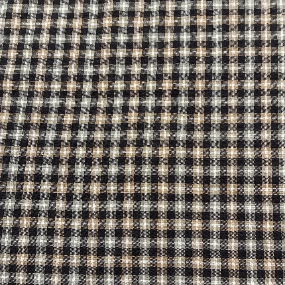 4 Yards Fabric Homespun Black Tan Plaid 44”wide Cotton