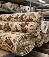 Western Cowboy Retro Printed Cotton Fabric By The Yard