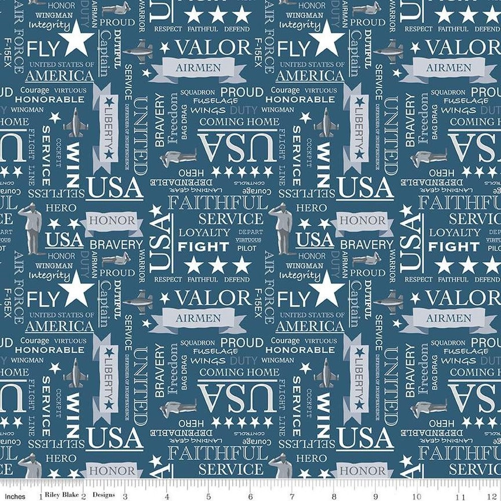Cotton Coming Home Military Air Force Cotton Fabric Print by the Yard D563.78