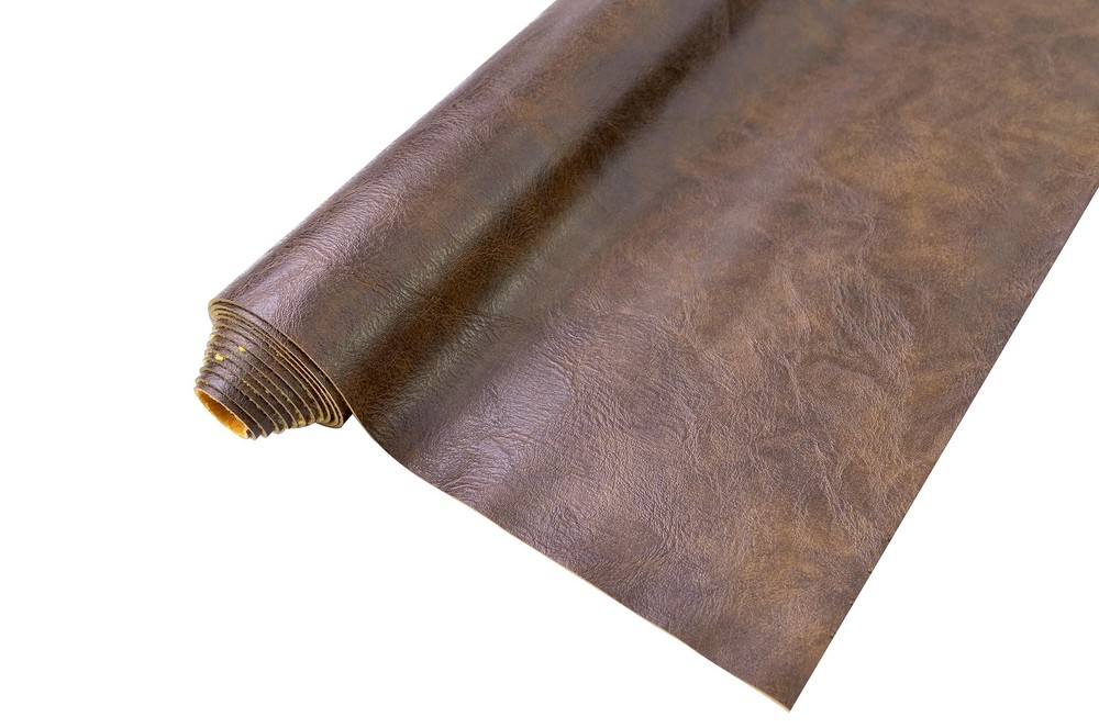 1 Yards 54″ X 36″ Dark Brown Faux Leather Fabric Distressed Crazy Horse Soft Fak