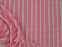 Bullet Printed Liverpool Textured Fabric 4 way Stretch Pink White Stripe W25