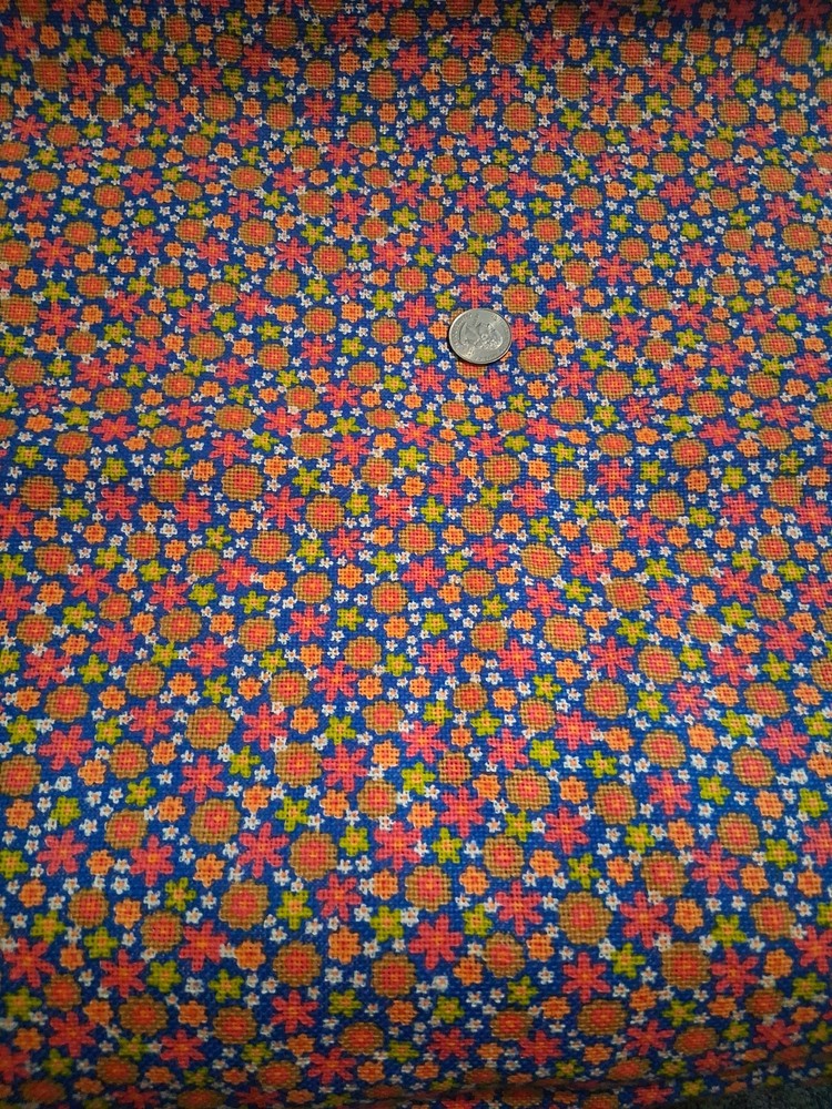 Red White Orange Yellow Floral Feed Sack Type Fabric 45″ X 36″