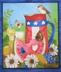 Chickadee Bird Birdhouse Flower Butterfly Fabric Panel 8.75″x 10″ Quilt Blocks B