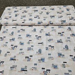 Sailors Rest BTY World Art Group P&B Textiles Fishing Village Building Beige