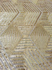 Thea GOLD Geometric Sequins Diamond & Stripes on Mesh Lace Fabric by the Yard –