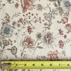Vintage Joan Kessler Floral Beige Cotton Concord Fabrics 2+ Yards