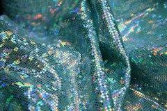 Silver /Aqua Shattered Glass Spandex Fabric – 4 Way Stretch